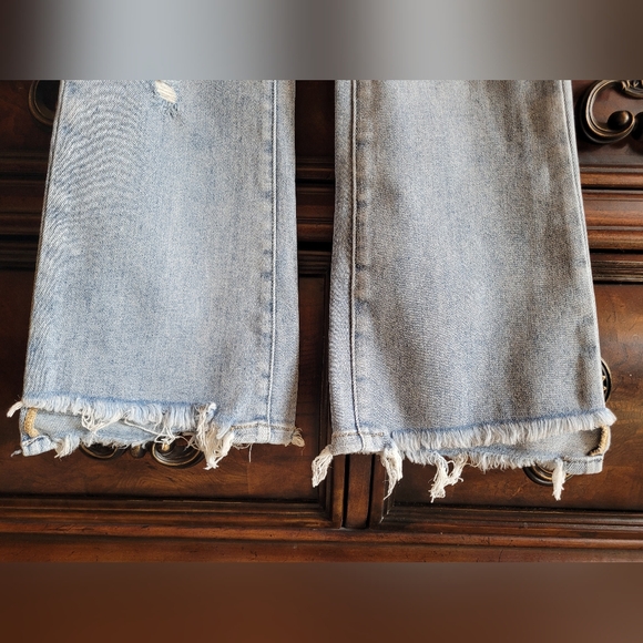 Trendy Light Blue Distressed Flare Jeans - Picture 4 of 7